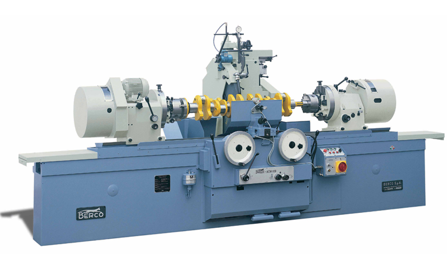 Crankshaft grinding machine displayed at Uttam Grinding manufacturing facility, Ahmedabad