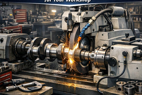 industrial crankshaft grinding machine close-up